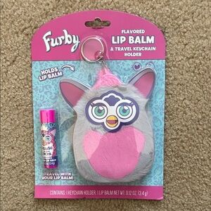 Furby Strawberry Flavored Lip Balm & Travel Keychain Holder